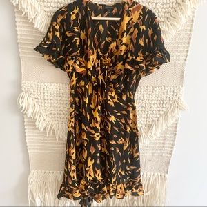 Topshop Flame Short Sleeve Print Tea Dress